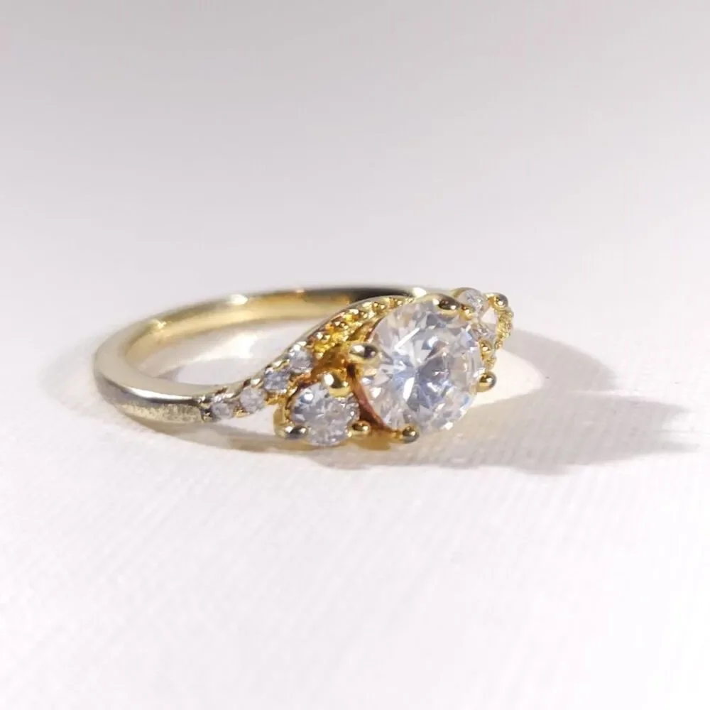 Simulated Diamond Ring 14k Sterling Silver Size 7